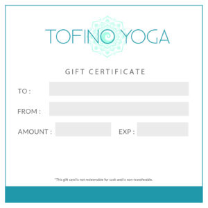 Picture showing tofino yoga gift certificate
